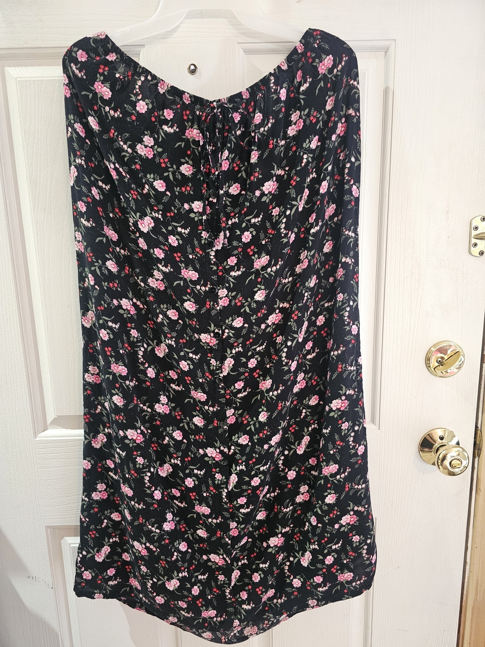 Black Maxi Skirt with Pink Floral Print